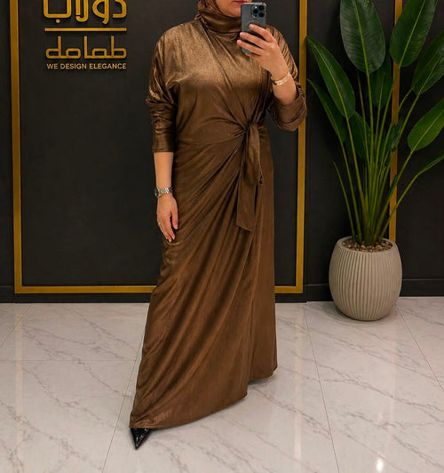 Glitter Crepe Side Tie Maxi Dress