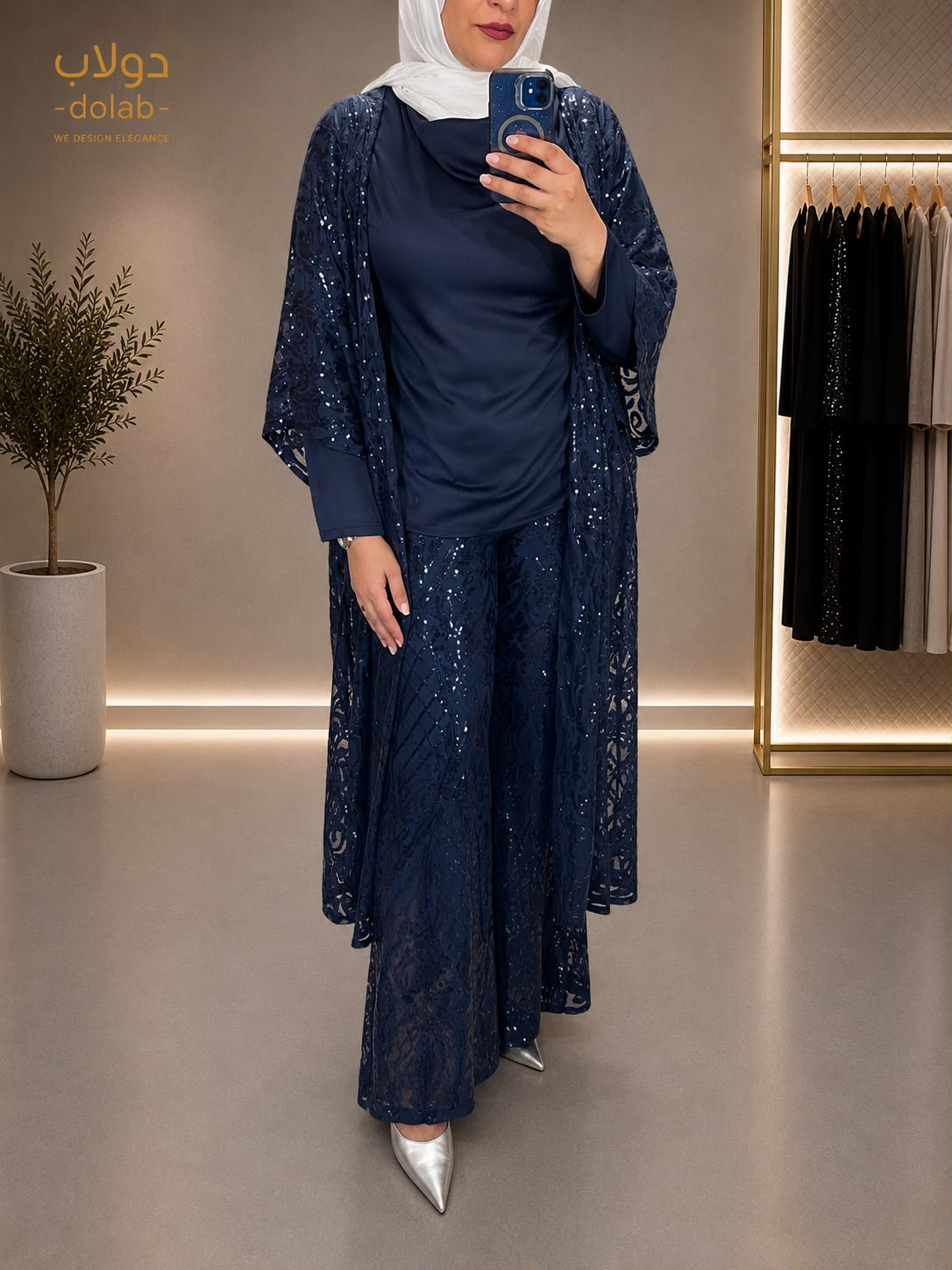 3-Piece Cardigan Applique, Pants Applique, Cross Satin Blouse