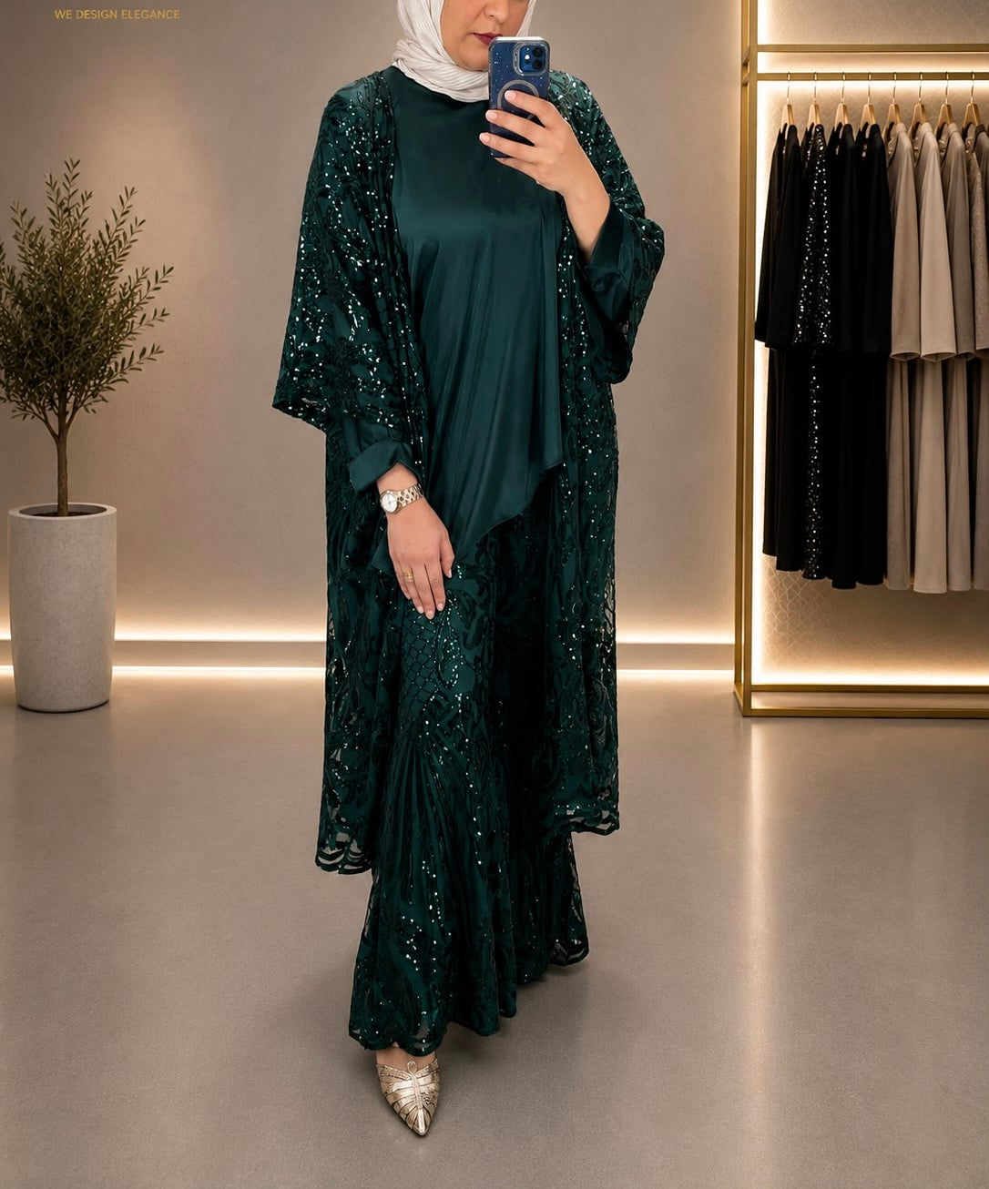 3-Piece Cardigan Applique, Pants Applique, Cross Satin Blouse